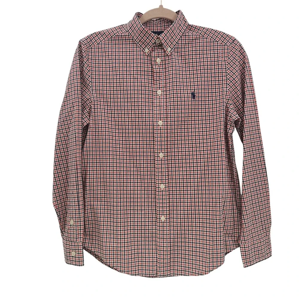 Ralph Lauren‎ Shirt Boys Large 14-16 Button Down Preppy Check Dress Casual